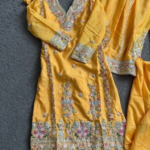 Embroidered Yellow sharara Pakistani outfit shalwar